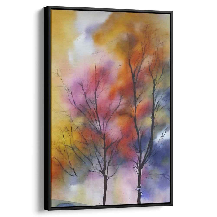 Surreal Forest Symphony: Watercolor Trees in Abstract Hues Canvas Art Print