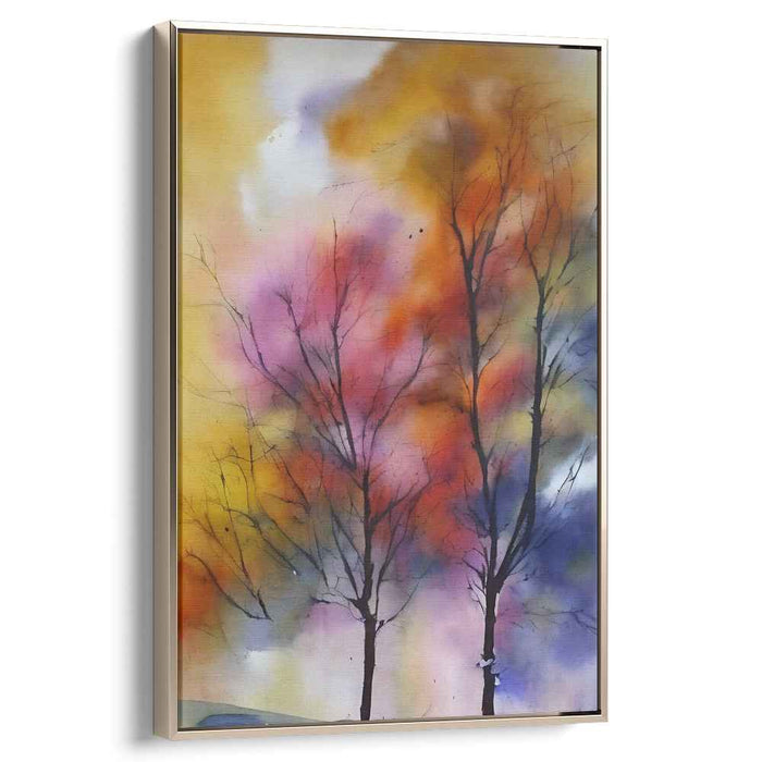 Surreal Forest Symphony: Watercolor Trees in Abstract Hues Canvas Art Print
