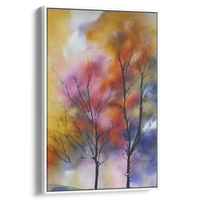 Surreal Forest Symphony: Watercolor Trees in Abstract Hues Canvas Art Print