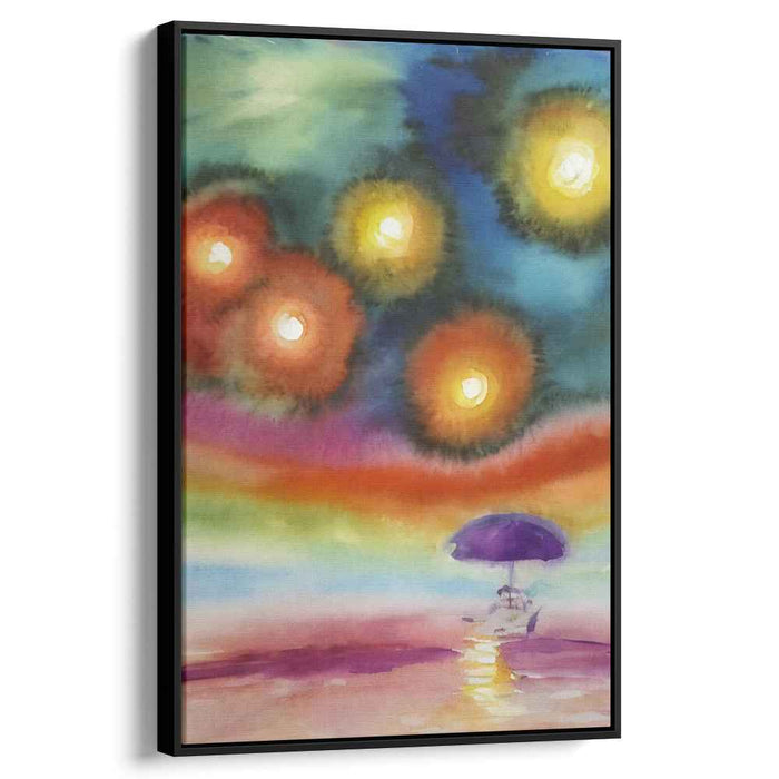 Dusk Dreamscape Shoreline Magic: Surreal Twilight Beach Canvas Art Print