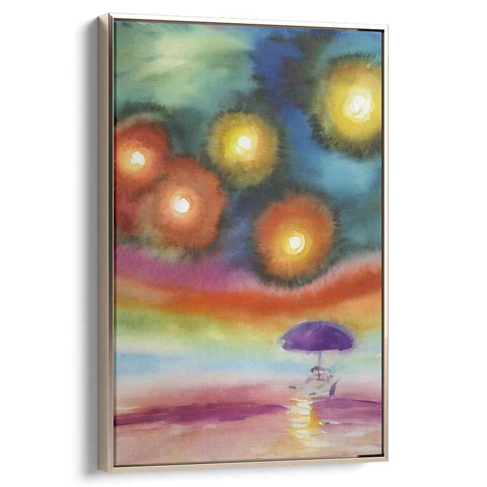 Dusk Dreamscape Shoreline Magic: Surreal Twilight Beach Canvas Art Print