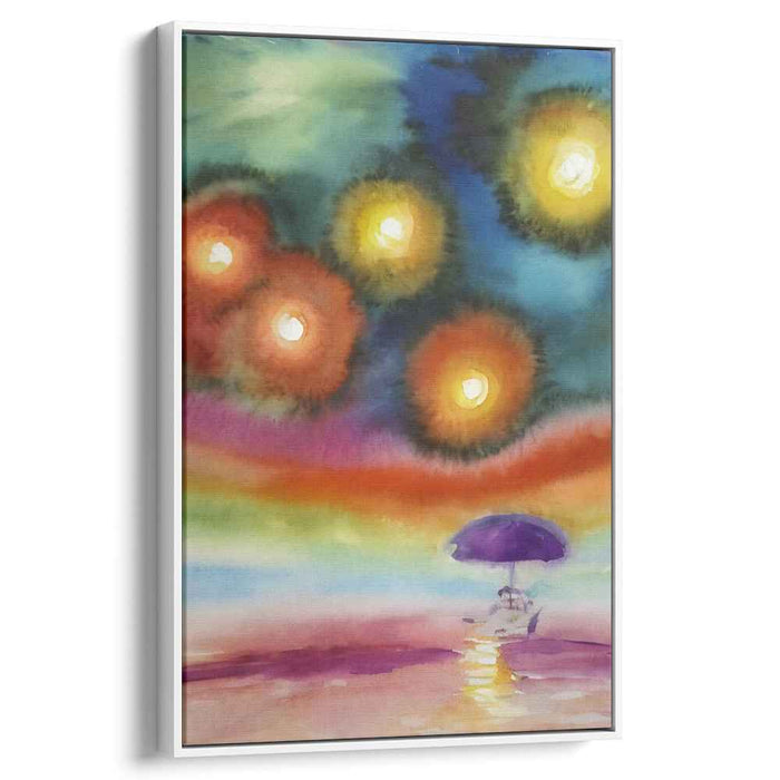 Dusk Dreamscape Shoreline Magic: Surreal Twilight Beach Canvas Art Print