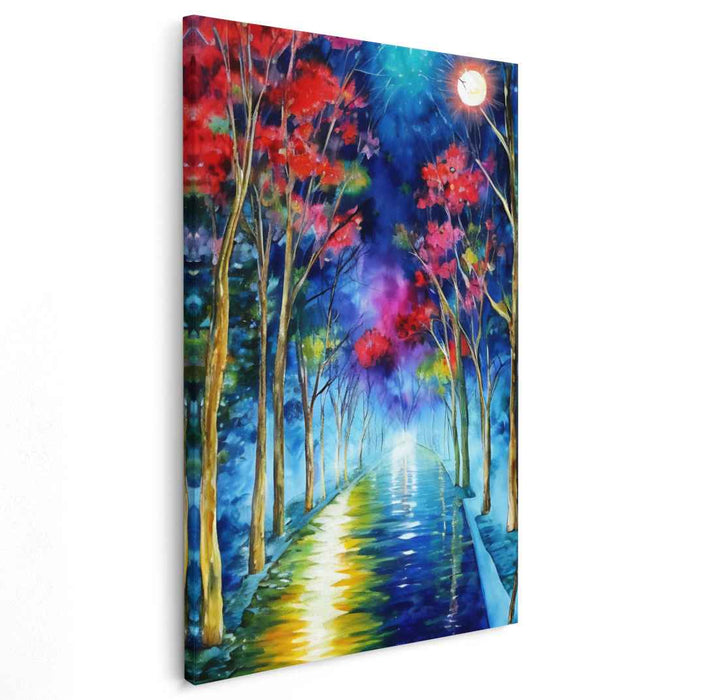 Mystical Moonlit Path: Enchanting Landscape Canvas Art Print