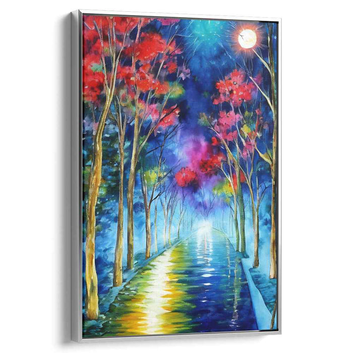 Mystical Moonlit Path: Enchanting Landscape Canvas Art Print