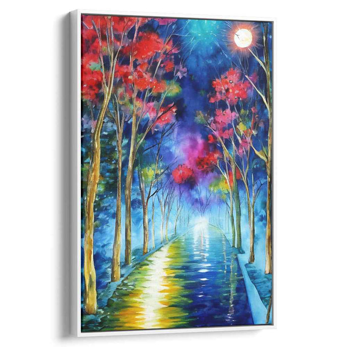 Mystical Moonlit Path: Enchanting Landscape Canvas Art Print