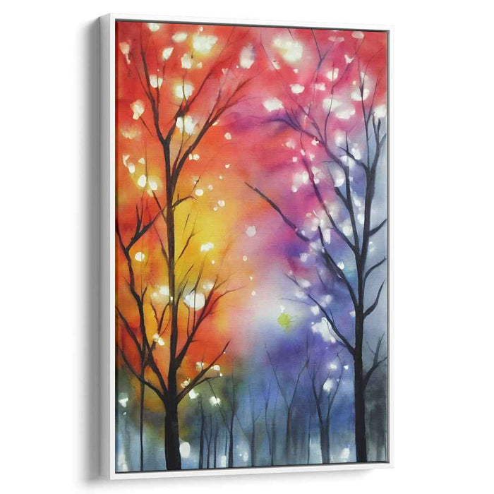 Whispering Woods Awakening: Abstract Forest Silhouette Watercolor Canvas Art