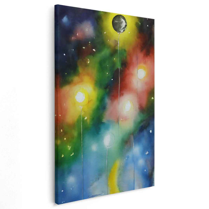 Whimsical Wanderlust Float: Ethereal Watercolor Balloon Journey