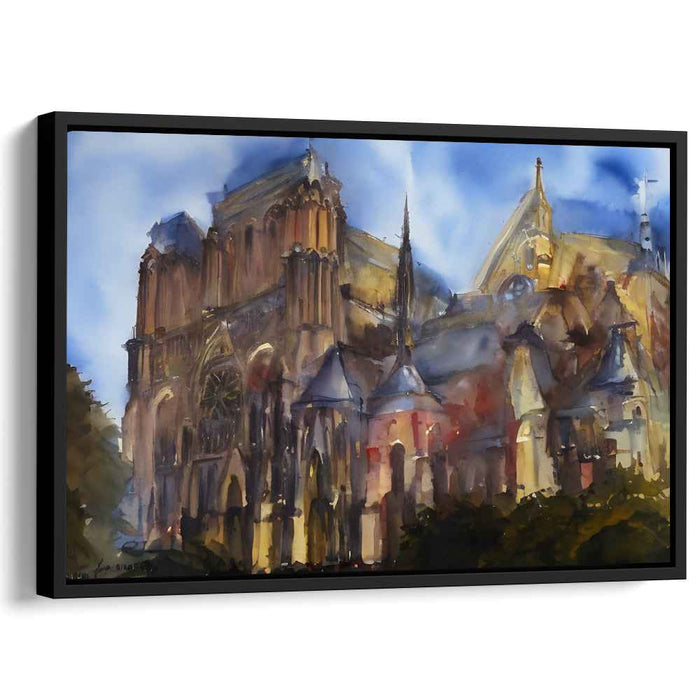 Stained Glass Serenade: Impressionist Cathedral Watercolor Art Print