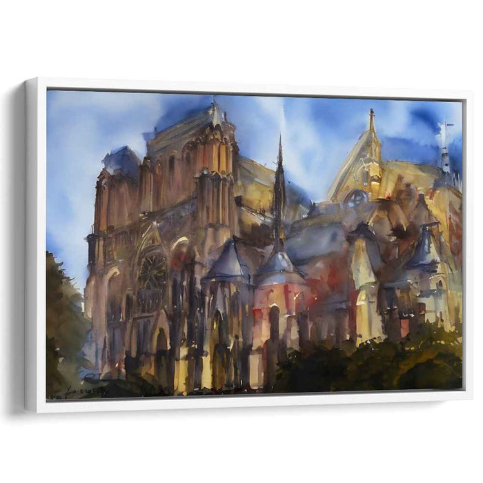 Stained Glass Serenade: Impressionist Cathedral Watercolor Art Print
