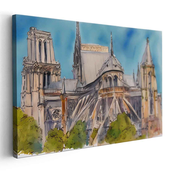 Inkwell Dreamscape: Watercolor and Ink Architectural Masterpiece