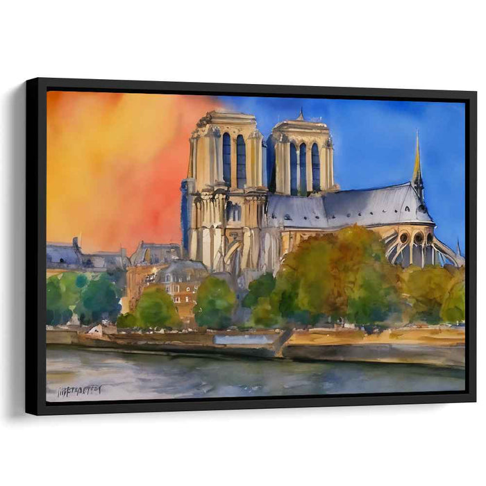 Luminous Prism Dreamscape: Watercolor Cathedral at Sunset