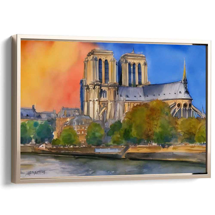 Luminous Prism Dreamscape: Watercolor Cathedral at Sunset