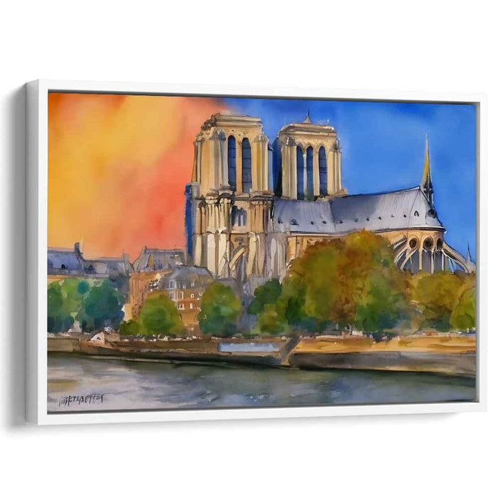 Luminous Prism Dreamscape: Watercolor Cathedral at Sunset