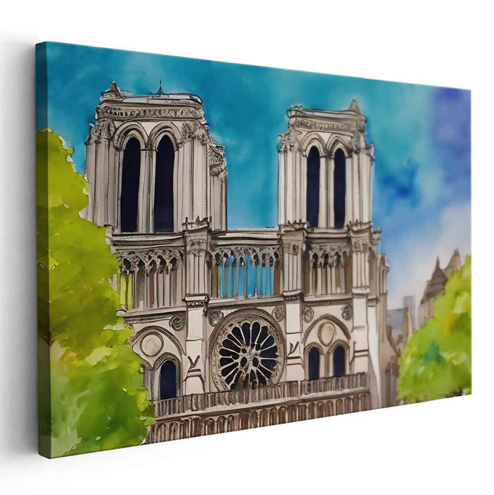 Misty Castle Dreams: Watercolor Architectural Splendor