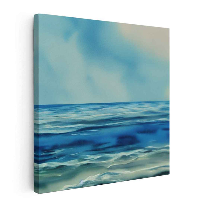 Serene Blue Seascape: A Watercolor Horizon