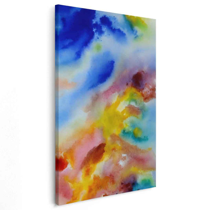 Aqua Melody Burst: Abstract Watercolor Symphony Canvas Art Print