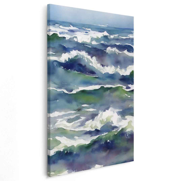Aqueous Symphony: Ocean Waves Watercolor Canvas Art
