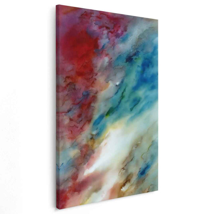 Sapphire Whispers Dance Gently: Abstract Expressionist Watercolor Canvas Art