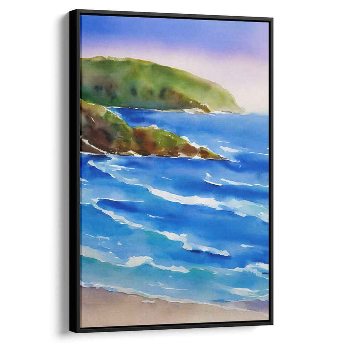 Tranquil Tides Painting: Serene Blue Seascape Watercolor