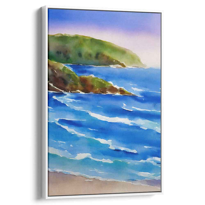 Tranquil Tides Painting: Serene Blue Seascape Watercolor