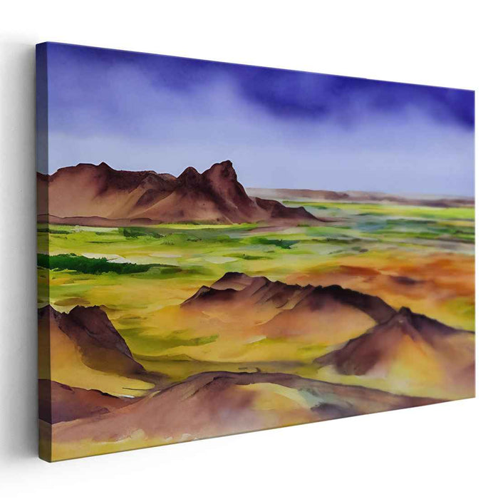 Aqua Serenity Vista: Watercolor Landscape of Serene Vistas