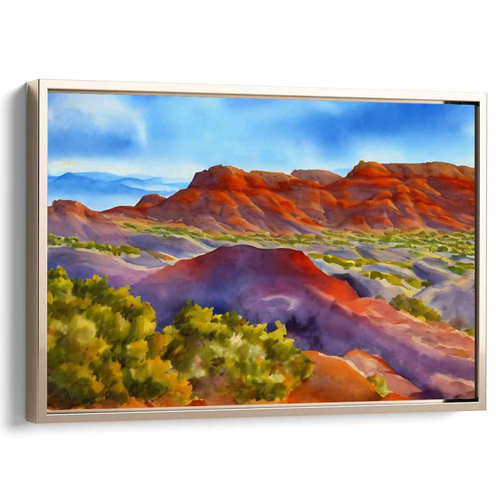 Fiery Canyon Echoes: Vibrant Red Rock Landscape Canvas Art Print