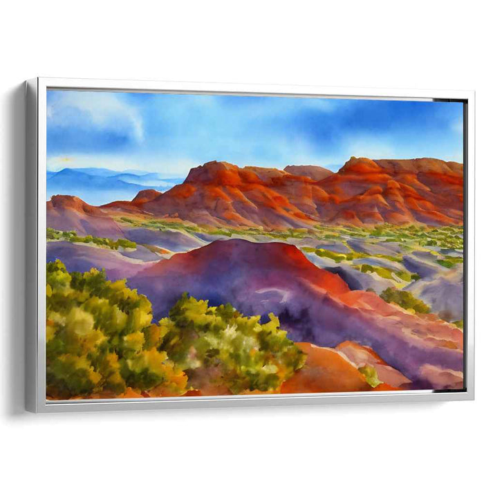 Fiery Canyon Echoes: Vibrant Red Rock Landscape Canvas Art Print