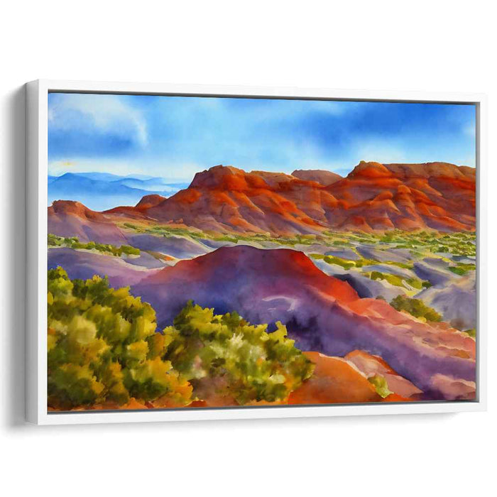 Fiery Canyon Echoes: Vibrant Red Rock Landscape Canvas Art Print