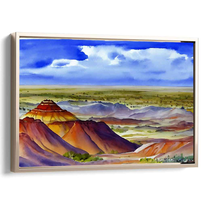 Misty Mesa Mirage: Watercolor Landscape of Rolling Mesas
