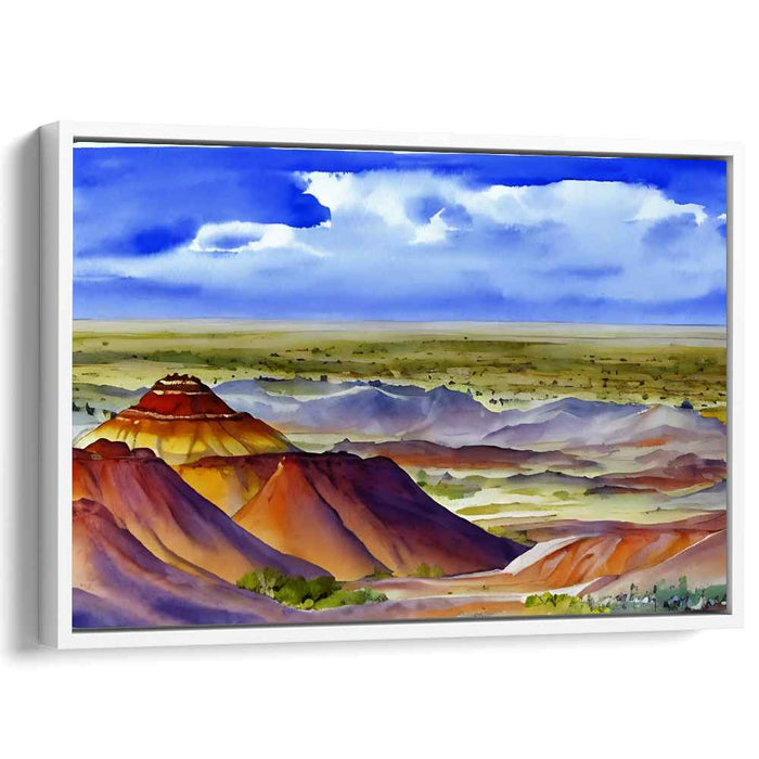 Misty Mesa Mirage: Watercolor Landscape of Rolling Mesas