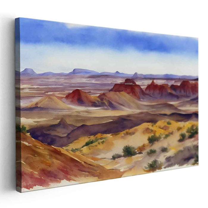 Peaceful Hue Horizon: Tranquil Watercolor Landscape Art Print