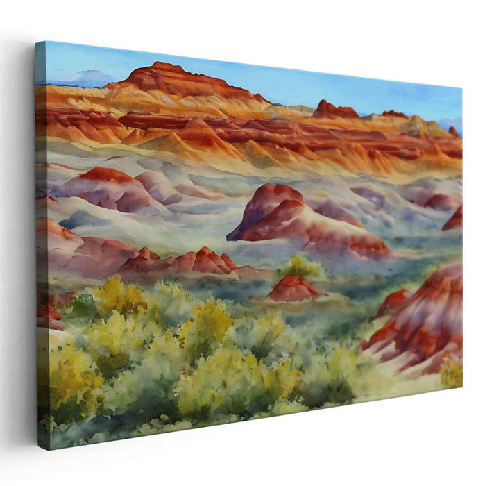 Canvas Hills Symphony: Watercolor Landscape of Rolling Hills
