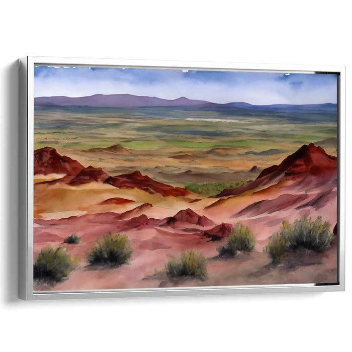 Vast Desert Oasis: Watercolor Landscape Canvas Art Print