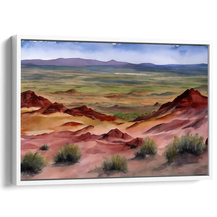 Vast Desert Oasis: Watercolor Landscape Canvas Art Print