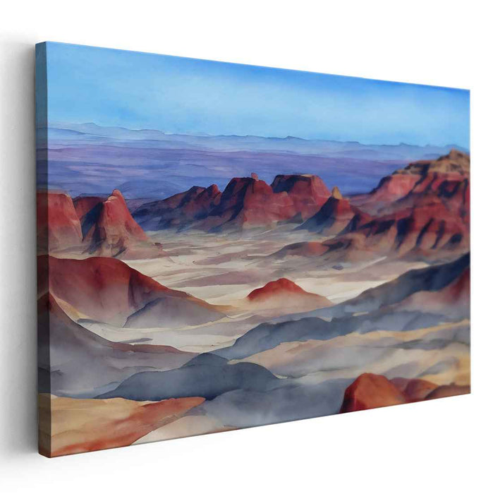 Azure Horizon Symphony: Watercolor Panorama Landscape Art Print
