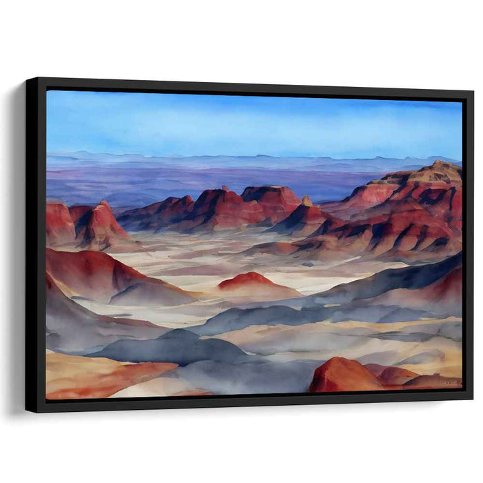Azure Horizon Symphony: Watercolor Panorama Landscape Art Print