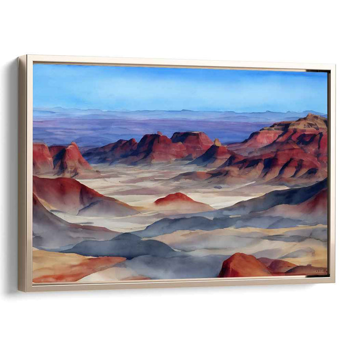 Azure Horizon Symphony: Watercolor Panorama Landscape Art Print