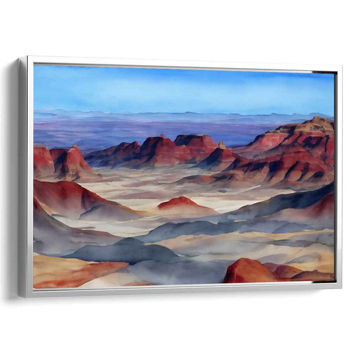 Azure Horizon Symphony: Watercolor Panorama Landscape Art Print