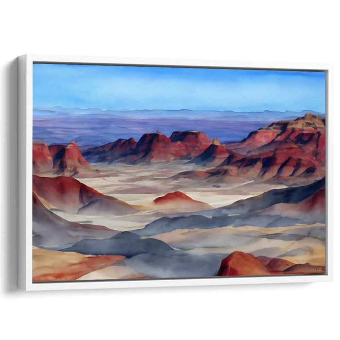 Azure Horizon Symphony: Watercolor Panorama Landscape Art Print