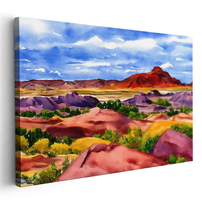 Colorful Wisps in Motion: Vivid Watercolor Landscape Canvas Art Print