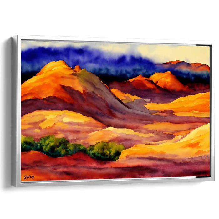 Ethereal Misty Horizon Glow: Radiant Landscape Watercolor Canvas Art Print