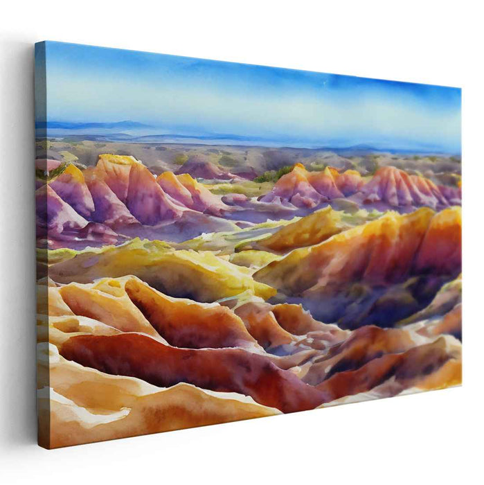 Desert Mirage Palette: Watercolor Panorama of Arid Cliffs