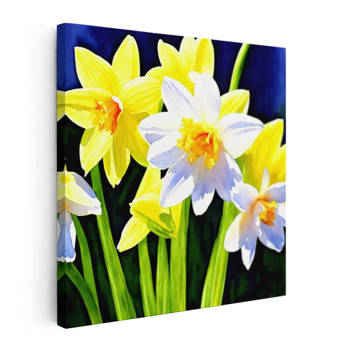 Petals in April Rain: Watercolor Spring Blossoms Canvas Art Print