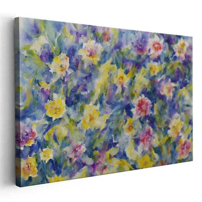 Petal Symphony Canvas Print: Watercolor Floral Garden Canvas Art Print