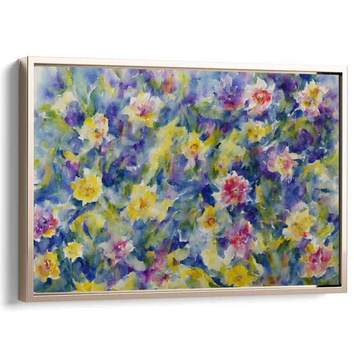 Petal Symphony Canvas Print: Watercolor Floral Garden Canvas Art Print