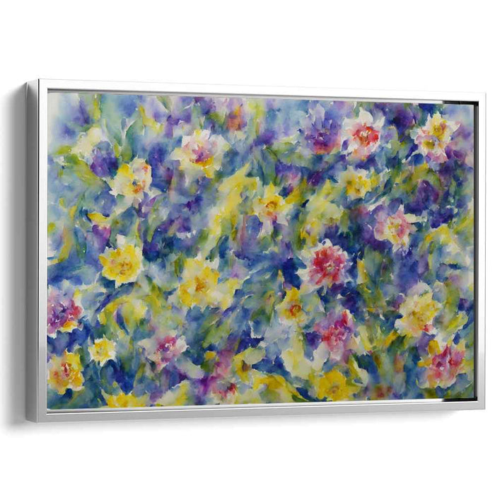 Petal Symphony Canvas Print: Watercolor Floral Garden Canvas Art Print