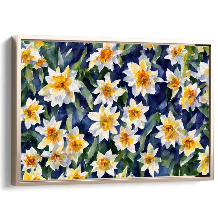 Blossoming Serenity: Watercolor Floral Garden Canvas Art Print