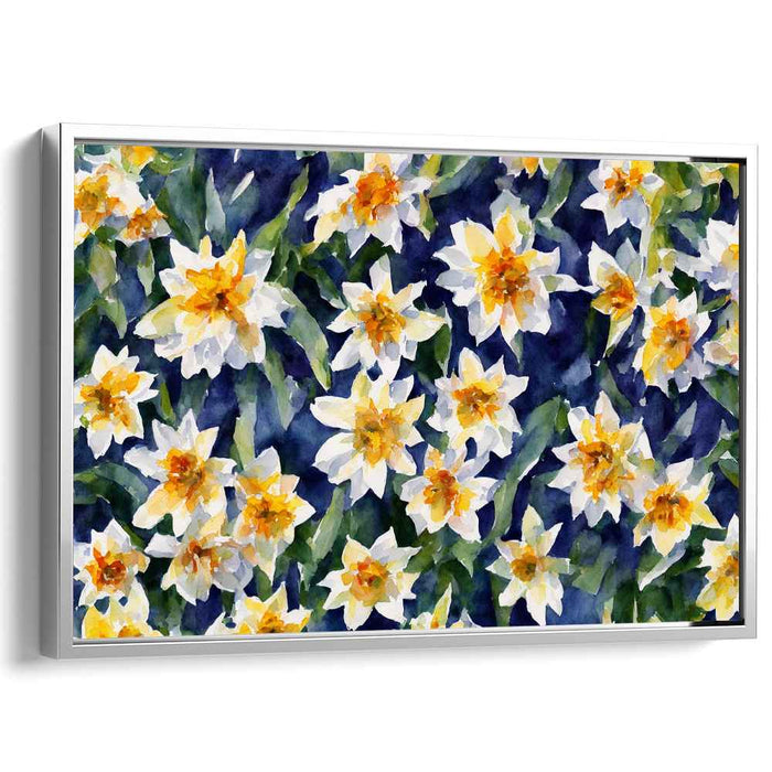 Blossoming Serenity: Watercolor Floral Garden Canvas Art Print