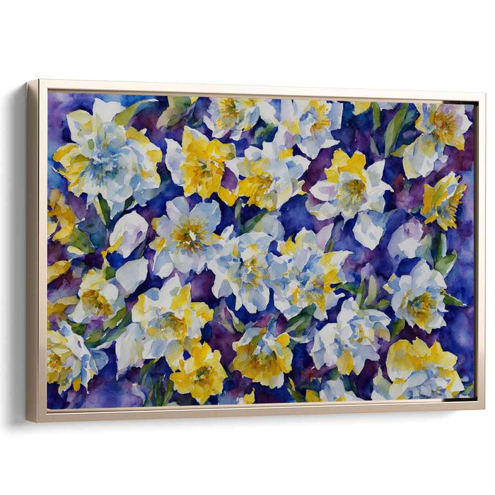Blossom Melody Dreamscape: Watercolor Symphony of Spring Flowers Canvas Art