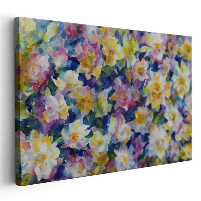 Pastel Petal Impressions: Impressionist Floral Watercolor Canvas Art